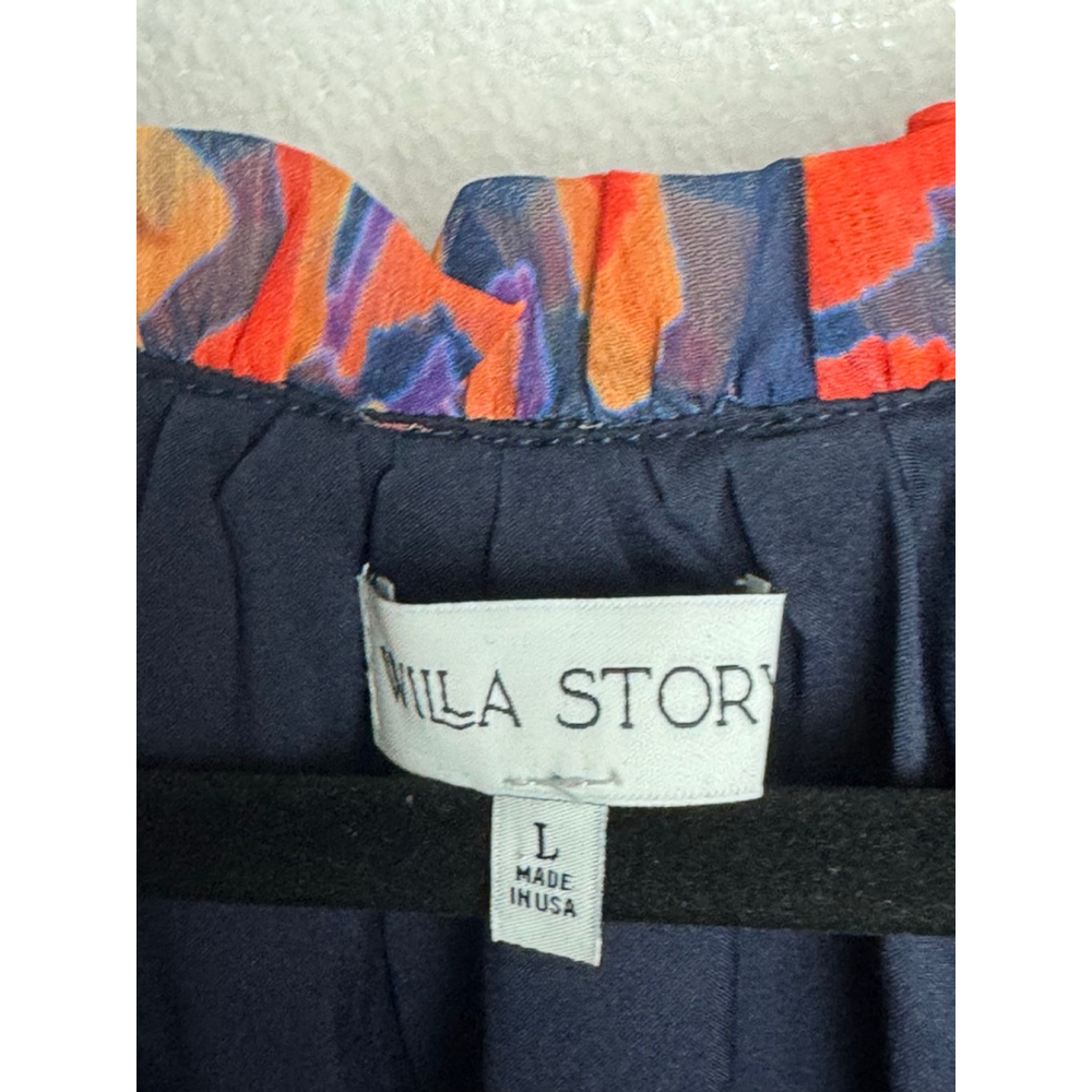Willa Story Long Sleeve Dress Orange Purple Ikat Print size Large - Picture 8 of 12